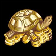 Collection of mascots bronze turtle on coins