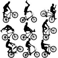 Set silhouette of a cyclist N4