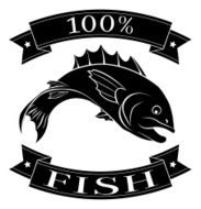 Fish 100 percent food label