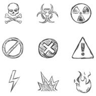 Vector Set of Sketch Warning Icons N2