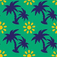 Seamless pattern with silhouettes palm trees and sun N3