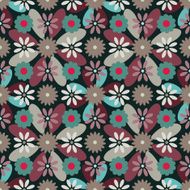 Abstract seamless pattern with silhouettes flowers N7