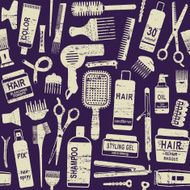 Hair styling related vector seamless pattern background 1