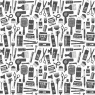 Hair styling related vector seamless pattern background 4