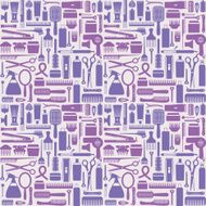 Hair styling related vector seamless pattern background 5