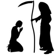 Vector silhouette of a woman with the Grim Reaper N13
