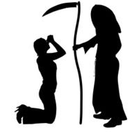 Vector silhouette of a woman with the Grim Reaper N14