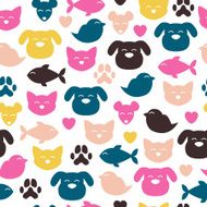 Cheerful domestic animals seamless pattern N3