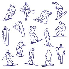 silhouettes snowboarders N3