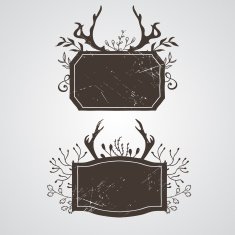 Vintage vector frames with antlers N2