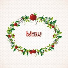 Red apple wreath illustration