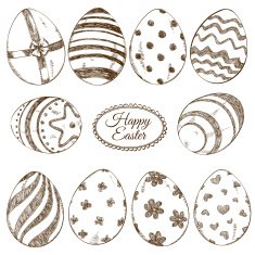 Set of sketch Easter eggs icons N2