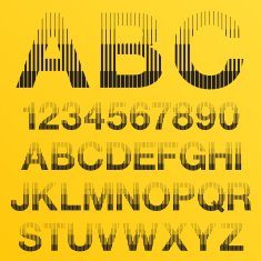 Vector Halftone Lines Alphabet Letters Retro Geometric Font N2