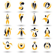 Set of different yellow abstract flat elements N3