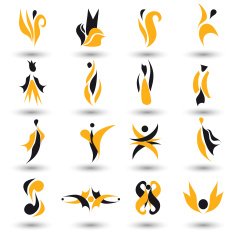Set of different yellow abstract flat elements N4