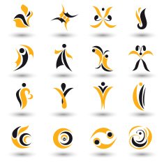 Set of different yellow abstract flat elements N5