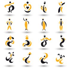 Set of different yellow abstract flat elements N6