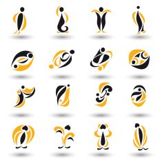 Set of different yellow abstract flat elements N7