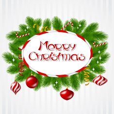 Merry Christmas vector background with glossy balls N7