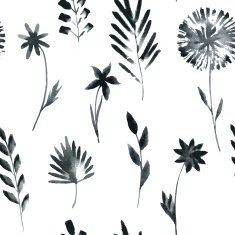 seamless pattern with flowers and grass N6