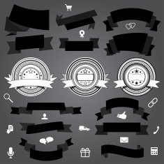 Collection of ribbons labels and shopping icons N2