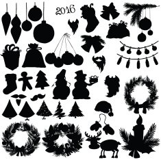 Vector silhouette elements of a new year