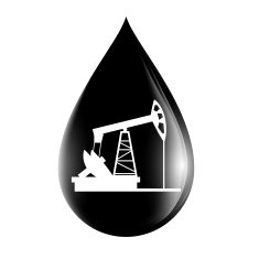 pumpjack silhouette on a drop of oil