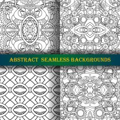 Vector Set of 4 Seamless Monochrome Abstract Pattern N20