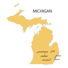 yellow map of Michigan N2