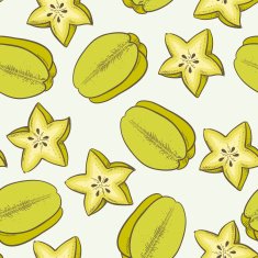 Green carambola seamless pattern N2