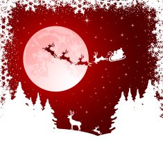 Santa's sleigh on Moon background