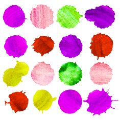 set of watercolor spots by different colors rainbow