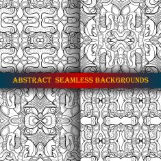 Vector Set of 4 Seamless Monochrome Abstract Pattern N24
