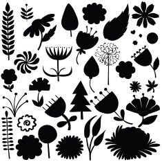 Vector silhouette of different flowers N9