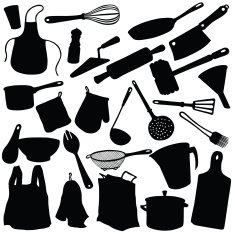 Vector silhouette of kitchen utensils