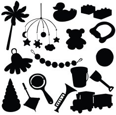 vector silhouette of different toys N2