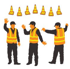 City Workers & Security Cones
