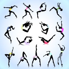 Set of female dance colored