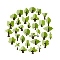 Set of green trees for your design N2