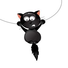 Funny black cat Vector illustration