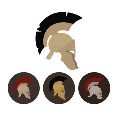 Set of four antique helmets vector illustration N3