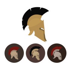 Set of four antique helmets vector illustration N4