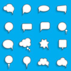 Flat Speech Bubbles with Long Shadows Vector Illustration N3