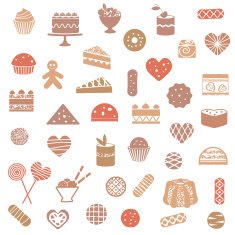 Various sweets silhouette icons