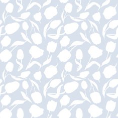 Seamless pattern of white silhouette tulips