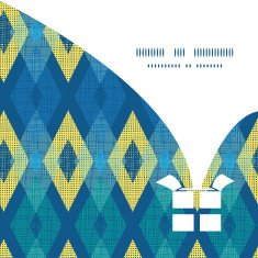 Vector colorful fabric ikat diamond Christmas gift box silhouette pattern N2