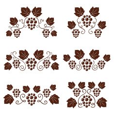 Grape vines ornates set Vector illustration