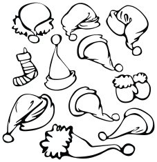 Silhouettes of Santa's hats sock gloves