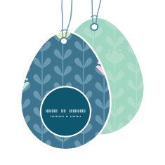 Vector blloming vines stripes Easter egg shaped tags set template N2