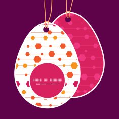 Vector abstract colorful stripes and shapes Easter egg shaped tags N2